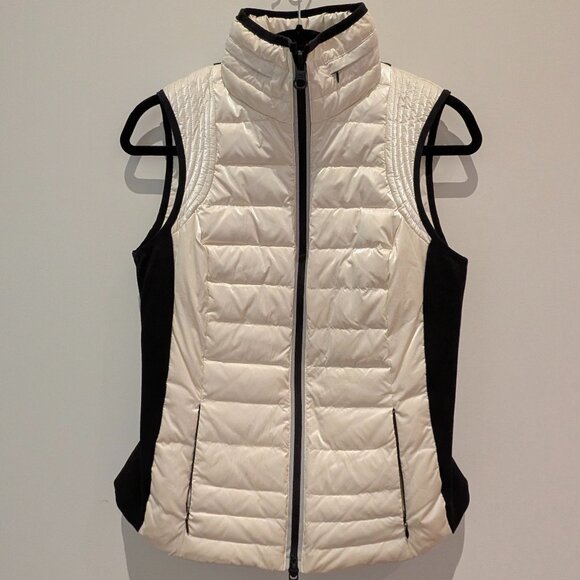 Blanc Noir Pearl Ivory and Black Puffer Vest - Picture 1 of 8